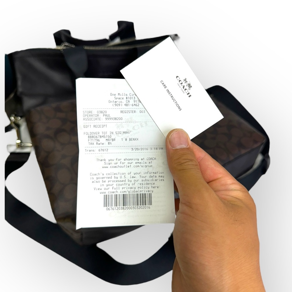 COACH Mens Signature Foldover City Tote 71796 Mahogany Brown New With Tag - Picture 10 of 12